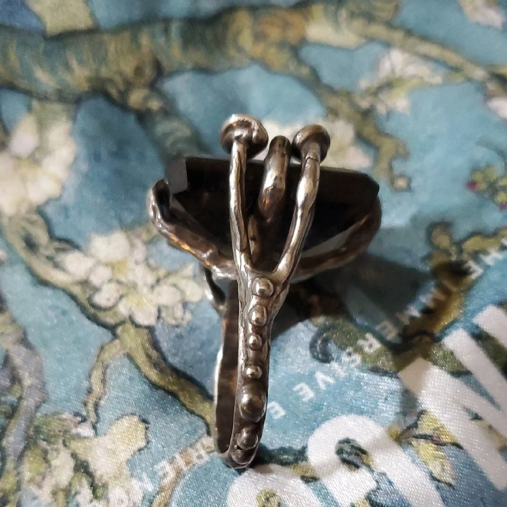 Smokey Topaz and Sterling Silver Gemstone Ring  7.5 - Picture 5 of 8